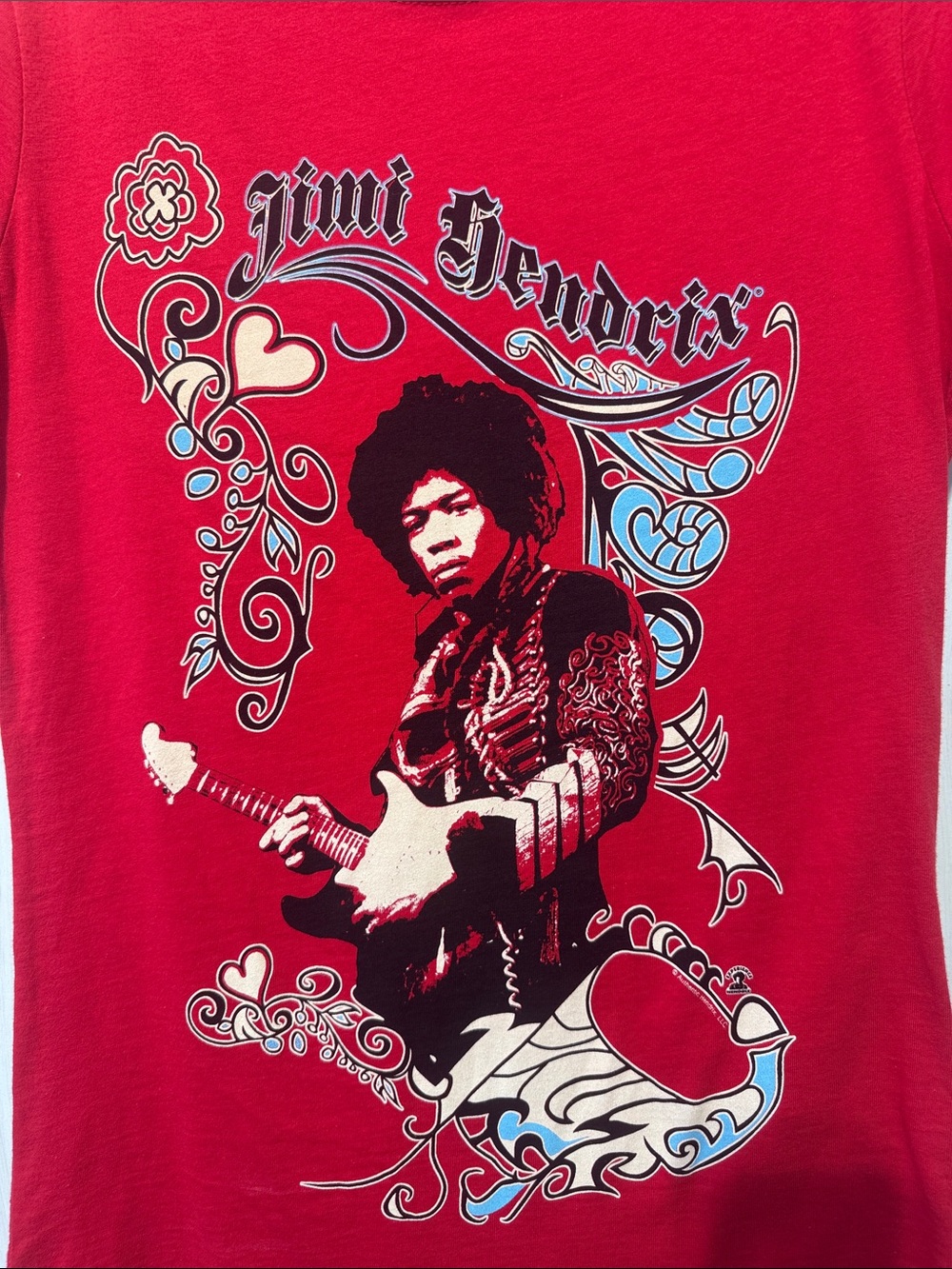 Jimi Hendrix Red Graphic Short Sleeve Tee